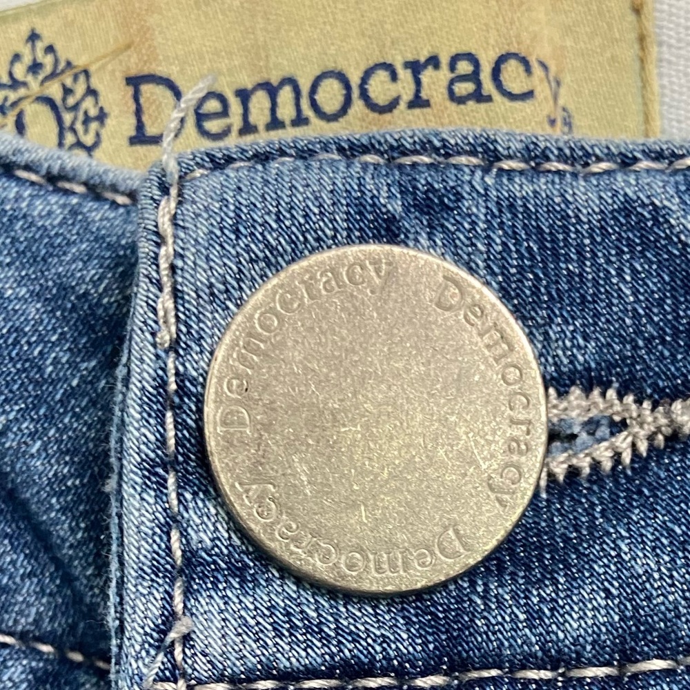 Democracy Women’s Jeans Size 2 Ab Technology Blue Skinny Leg Mid Rise Distressed - Picture 3 of 8